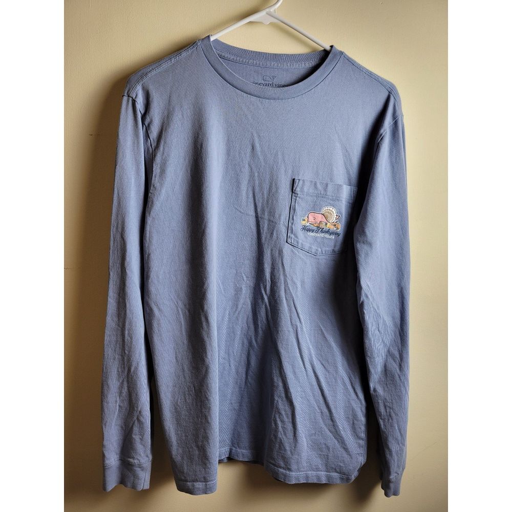 Vineyard Vines‎ Men's SM Blue Long-sleeved Thanksgiving Pocket Tee RN134578 - Picture 2 of 11